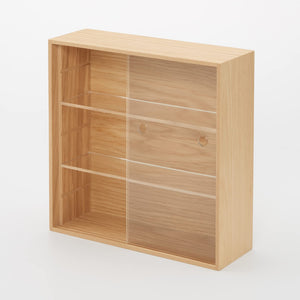 Mujirushi Ryohin Japan Wooden Collection Stand W/ Sliding Door 25.2X8.4X25.2Cm 44310250 - YOYO JAPAN