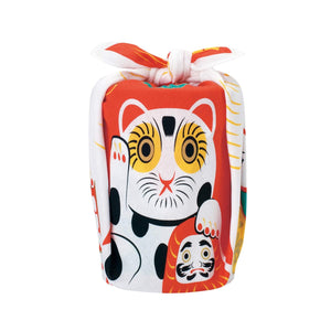 Musubi Furoshiki 48Cm Maneki Neko Kohaku Made In Japan 20464-105 - YOYO JAPAN