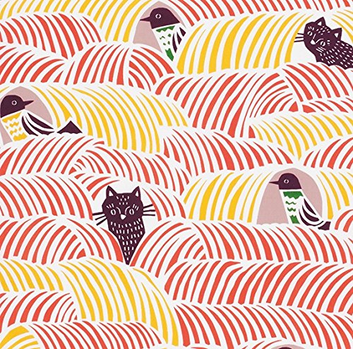 Musubi Furoshiki 70Cm Kata Kohare Cat & Bird Pink Made In Japan 21414-213 - YOYO JAPAN