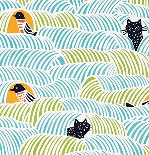 Musubi Furoshiki 70Cm Cat & Bird Green Made In Japan - 21414-214 21414-214 Kohare - YOYO JAPAN