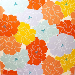 Musubi Furoshiki 100Cm Japanese Hime Musubi Aqua Drop Adeline Klam Peony Orange Polyester Water Repellent - YOYO JAPAN