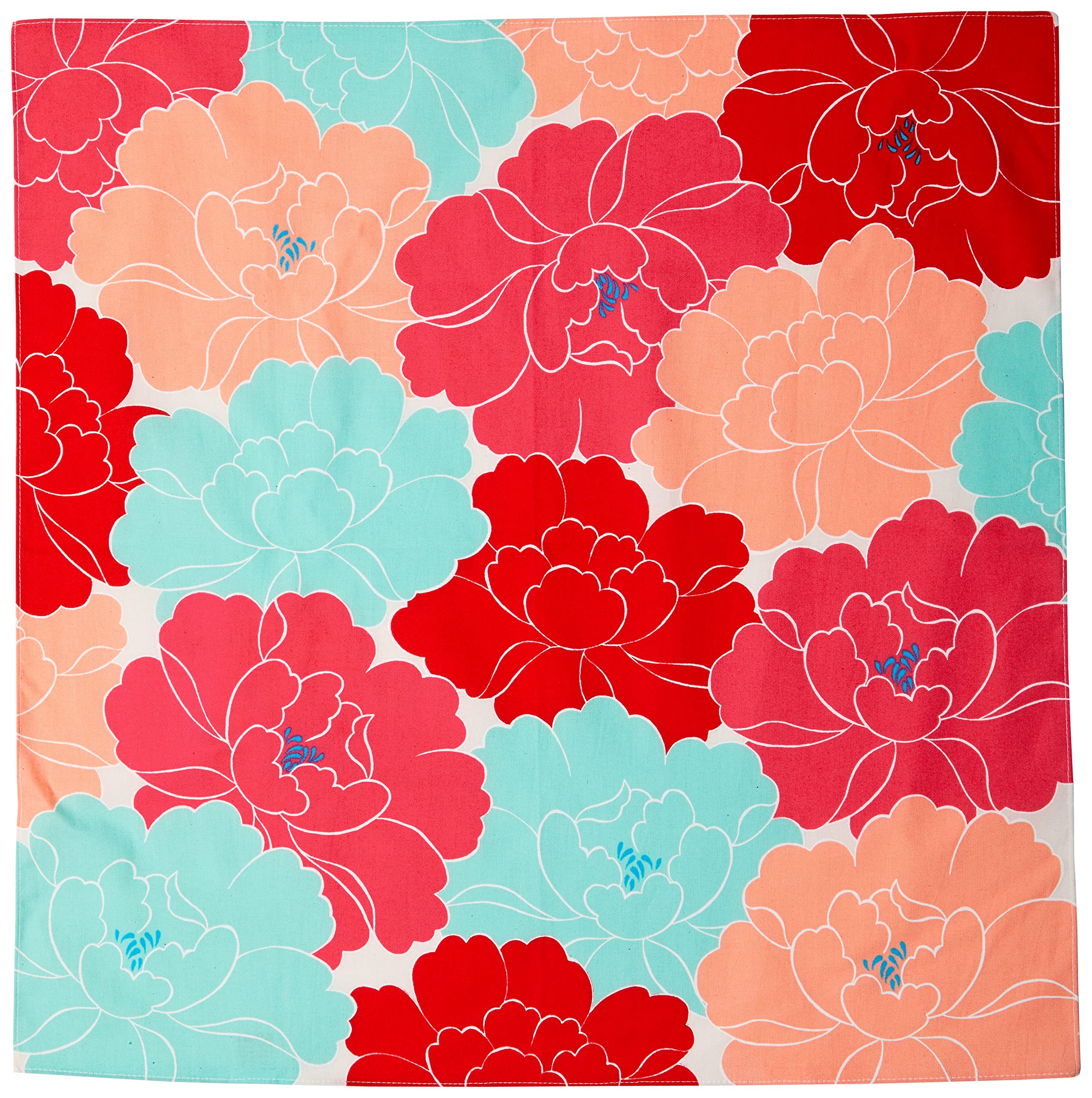 Musubi Furoshiki 50Cm Himemusubi Adeline Klam Peony Red Organic Cotton Japan - YOYO JAPAN