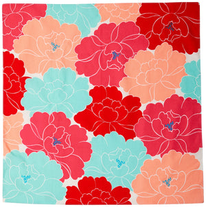 Musubi Furoshiki 50Cm Himemusubi Adeline Klam Peony Red Organic Cotton Japan - YOYO JAPAN