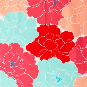 Musubi Furoshiki 50Cm Himemusubi Adeline Klam Peony Red Organic Cotton Japan - YOYO JAPAN