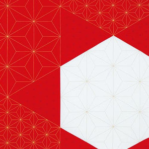 Musubi Furoshiki 70Cm Cotton Wrapped Hemp Leaf Turtle Shell Red Japan - YOYO JAPAN