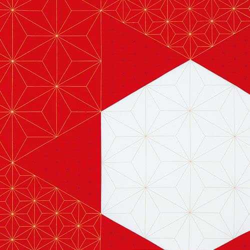 Musubi Furoshiki 70Cm Cotton Wrapped Hemp Leaf Turtle Shell Red Japan - YOYO JAPAN