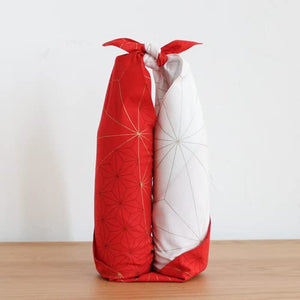 Musubi Furoshiki 70Cm Cotton Wrapped Hemp Leaf Turtle Shell Red Japan - YOYO JAPAN