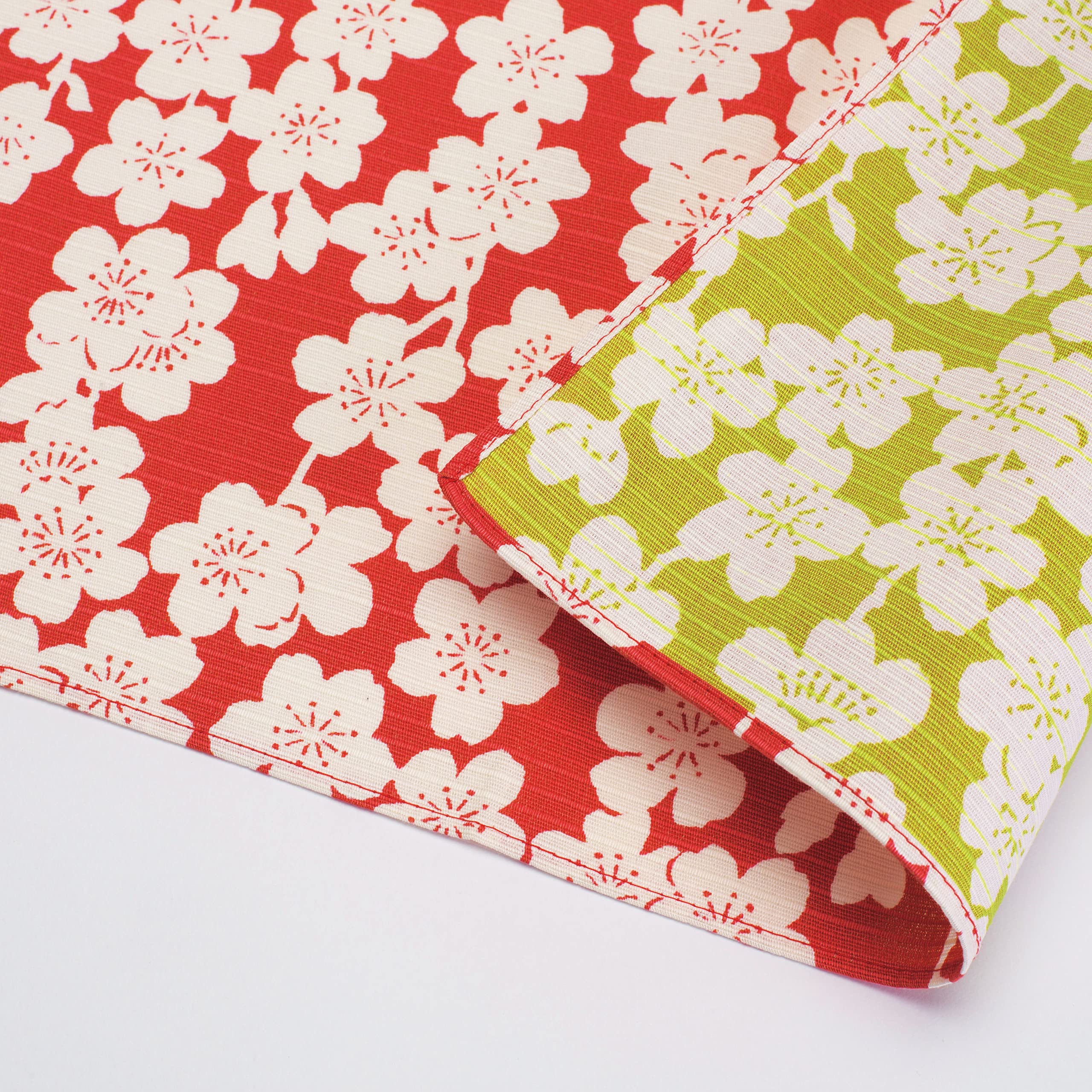 Musubi Furoshiki Chief Isa Japanese Weeping Cherry Blossom Pink Green 48Cm Cotton - YOYO JAPAN