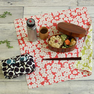 Musubi Furoshiki Chief Isa Japanese Weeping Cherry Blossom Pink Green 48Cm Cotton - YOYO JAPAN