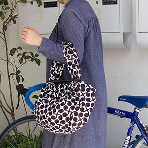 Musubi Furoshiki 3-Way Isa Pattern Reversible Sprout Purple Blue 104Cm Cotton - Japan - YOYO JAPAN