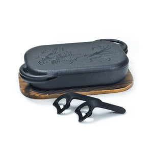 Asahi Nambu Ironware Oven Grill Pan H-400 (Japan Ih & Gas Compatible) - YOYO JAPAN