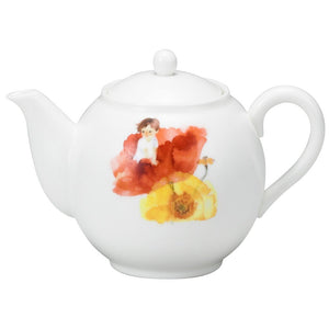 Narumi Chihiro Iwasaki Tea Pot Baby In Poppy Flower 330Cc Japan Red - YOYO JAPAN