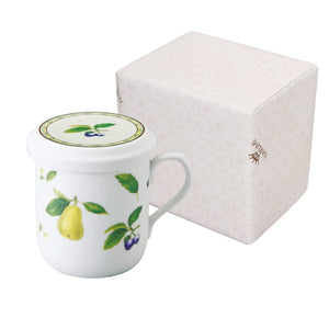 Narumi Mug Pear 290Cc Japan W/Lid Tea Strainer & Microwave Heatable 40978-32930Az - YOYO JAPAN