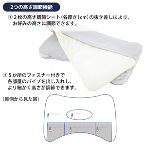Nishikawa Doctor Sleep Pillow 65X40Cm Gray 2-Layer Polyester Adjustable Height Made In Japan - 650869003 - YOYO JAPAN