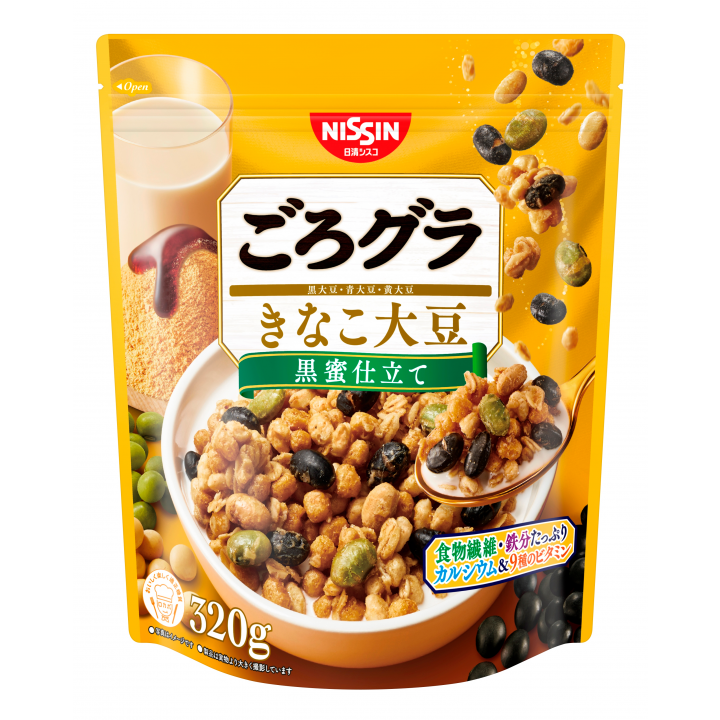Nissin Gorogura Black Soybeans Granola Kuromitsu Kinako Flavor 320g - YOYO JAPAN