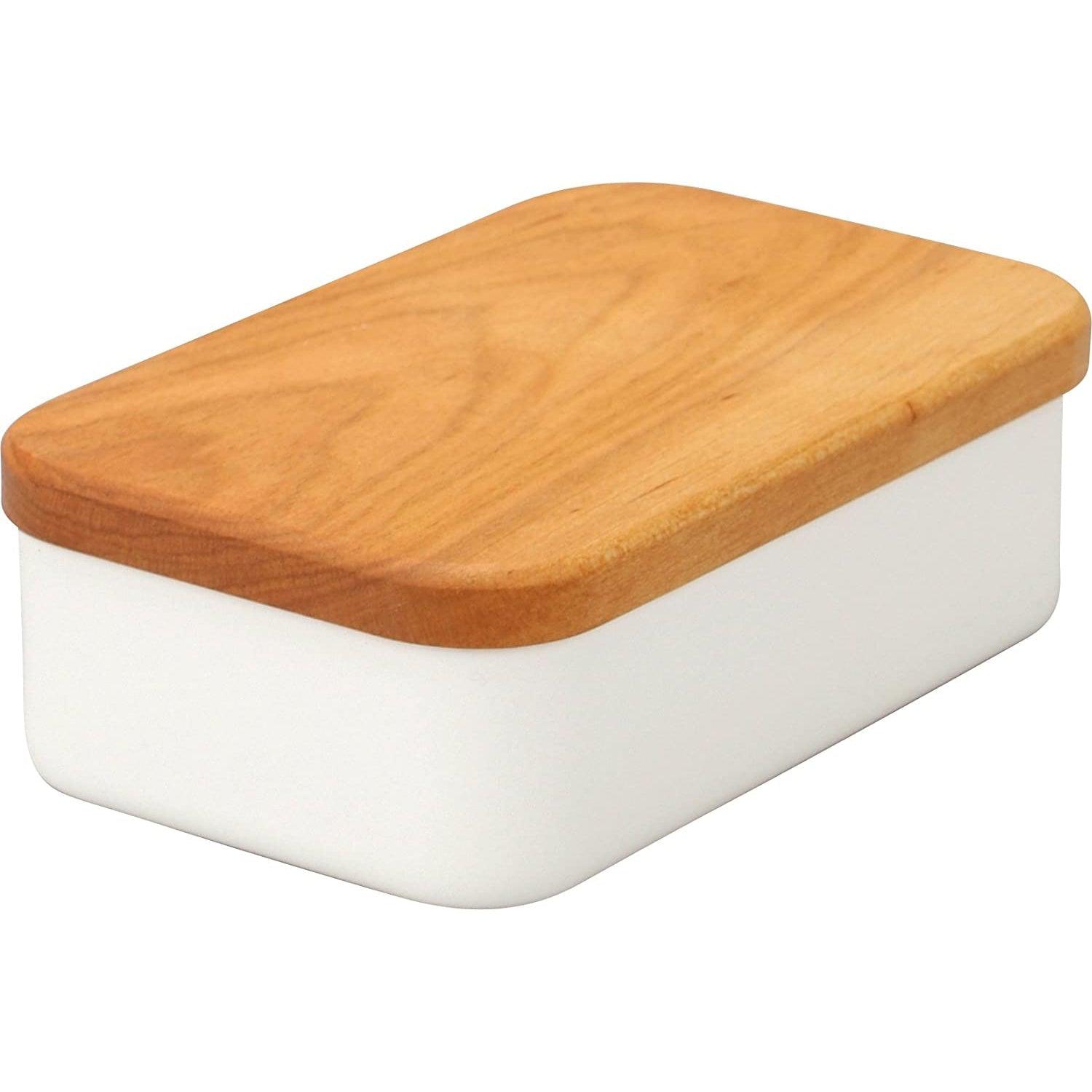 Noda Horo Enamel Butter Dish with Wooden Lid 200g - YOYO JAPAN