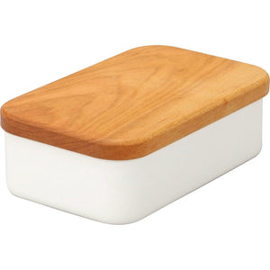Noda Horo Enamel Butter Dish with Wooden Lid 200g - YOYO JAPAN