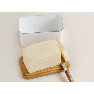 Noda Horo Enamel Butter Dish with Wooden Lid 450g - YOYO JAPAN