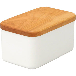 Noda Horo Enamel Butter Dish with Wooden Lid 450g - YOYO JAPAN