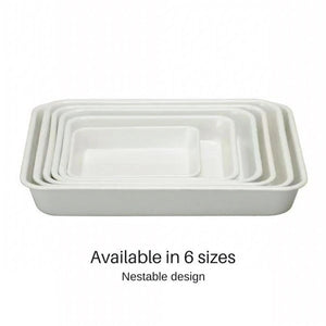 Noda Horo White Series Enamel Nestable Meal Prep Baking Tray No.15 - YOYO JAPAN