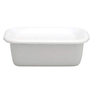 Noda Horo White Series Enamel Rectangle Deep Food Containers With Enamel Lid Small - YOYO JAPAN