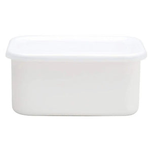 Noda Horo White Series Enamel Rectangle Deep Food Containers With Lid Extra Large - YOYO JAPAN