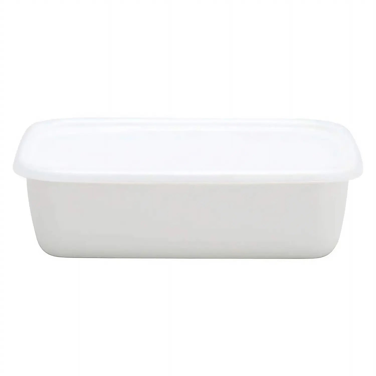 Noda Horo White Series Enamel Rectangle Deep Food Containers With Lid Medium - YOYO JAPAN