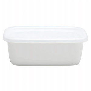 Noda Horo White Series Enamel Rectangle Deep Food Containers With Lid Small - YOYO JAPAN
