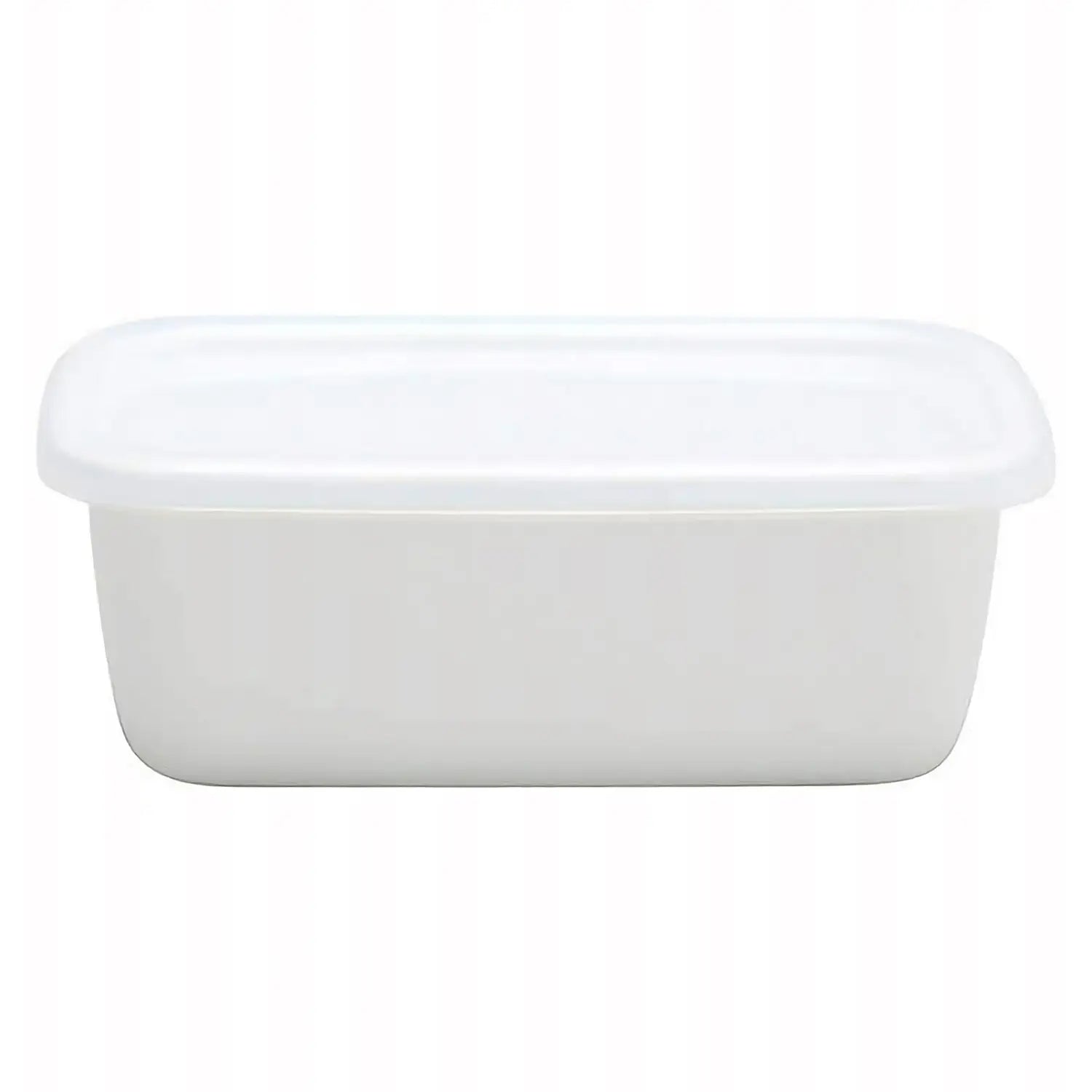 Noda Horo White Series Enamel Rectangle Deep Food Containers With Lid Small - YOYO JAPAN