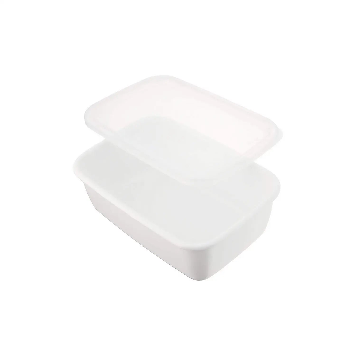 Noda Horo White Series Enamel Rectangle Deep Food Containers With Lid Small - YOYO JAPAN