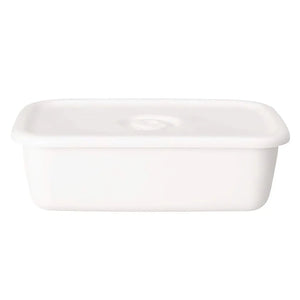 Noda Horo White Series Enamel Rectangle Deep Food Containers With Sealed Lid Large - YOYO JAPAN