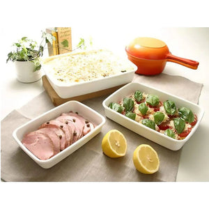 Noda Horo White Series Enamel Rectangle Deep Food Containers With Sealed Lid Large - YOYO JAPAN