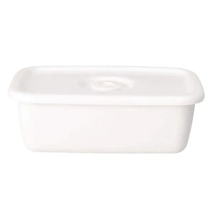 Noda Horo White Series Enamel Rectangle Deep Food Containers With Sealed Lid Medium - YOYO JAPAN