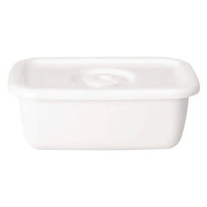 Noda Horo White Series Enamel Rectangle Deep Food Containers With Sealed Lid Small - YOYO JAPAN