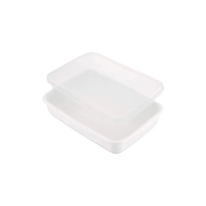 Noda Horo White Series Enamel Rectangle Shallow Food Containers With Lid Small - YOYO JAPAN