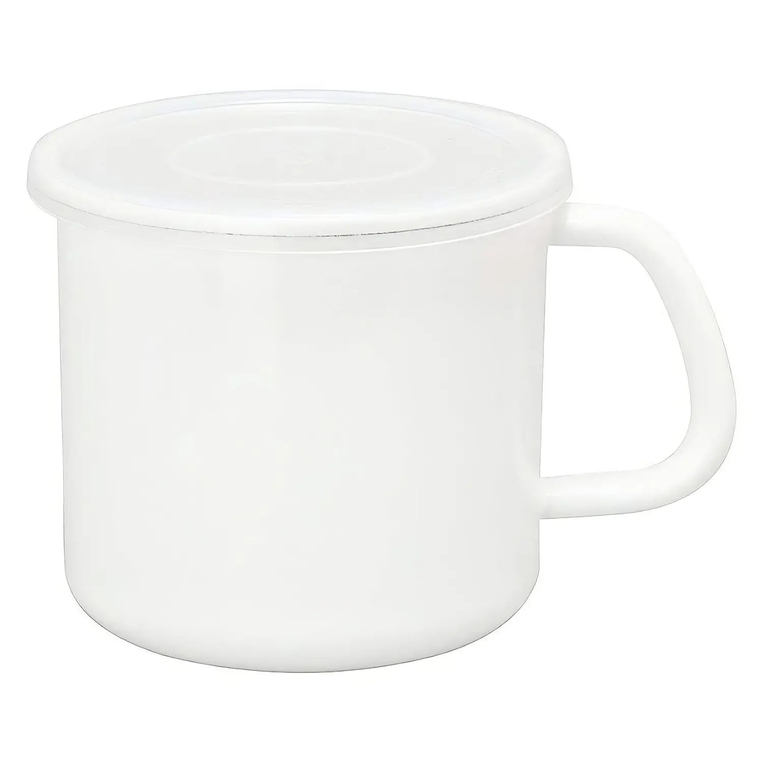 Noda Horo White Series Enamel Round Food Containers With Handle And Lid Large - YOYO JAPAN
