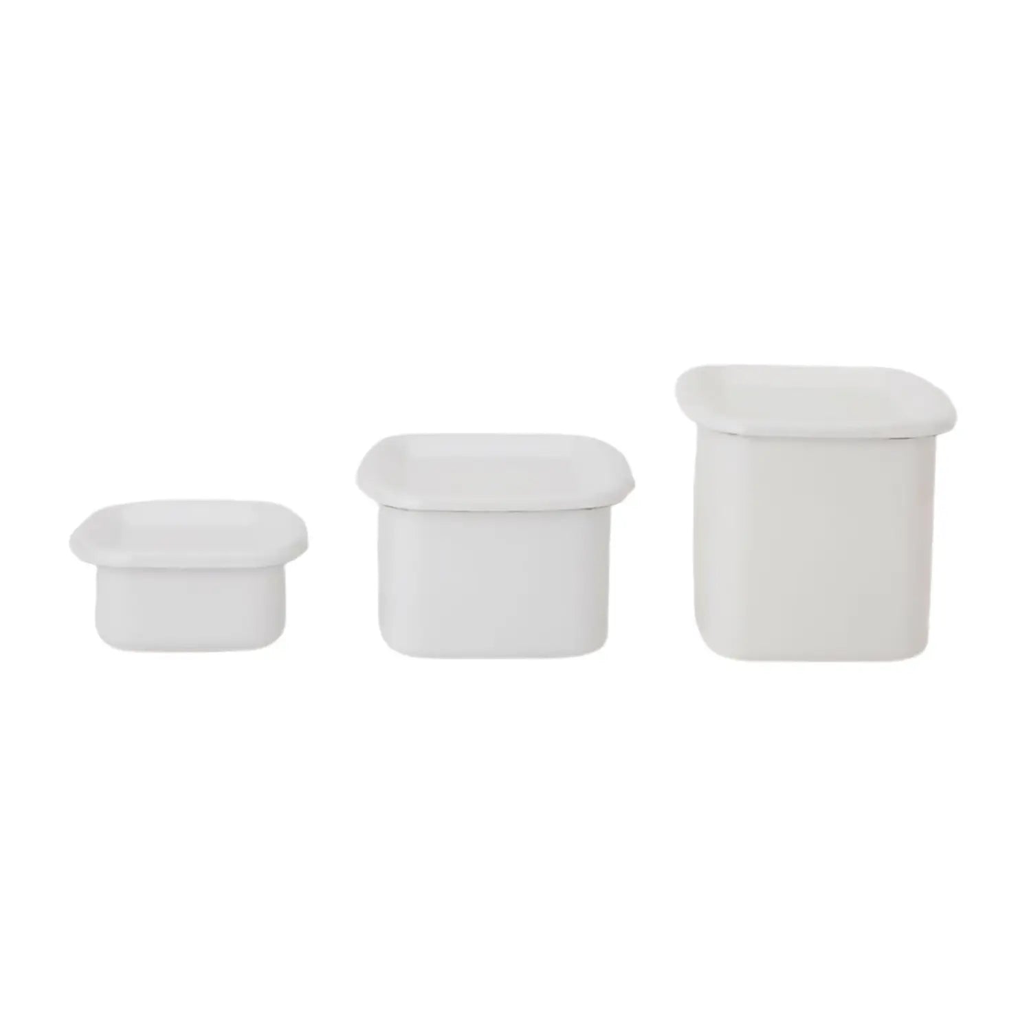Noda Horo White Series Enamel Square Food Containers With Enamel Lid Medium - YOYO JAPAN