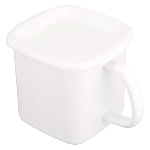 Noda Horo White Series Enamel Square Food Containers With Handle And Enamel Lid 1.2L - YOYO JAPAN