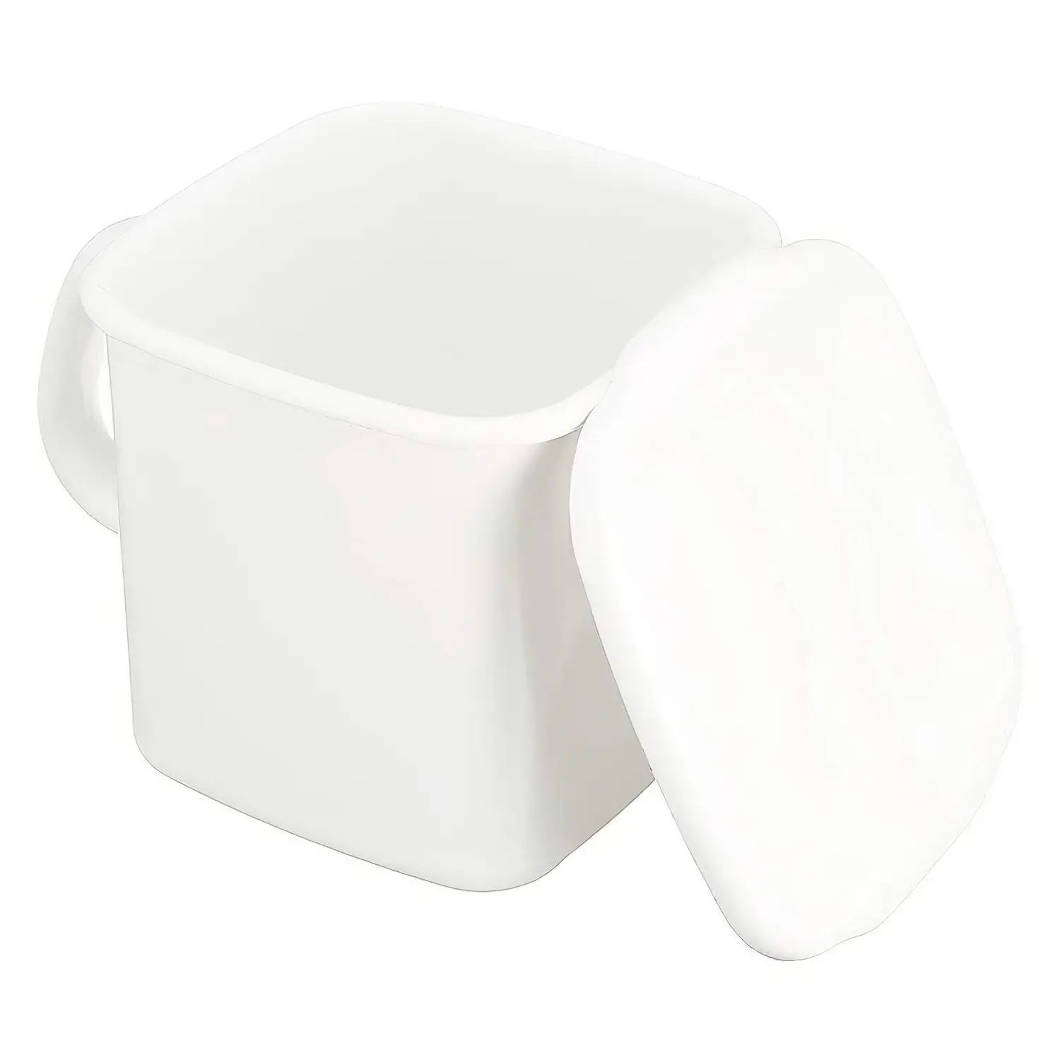 Noda Horo White Series Enamel Square Food Containers With Handle And Enamel Lid 1.2L - YOYO JAPAN