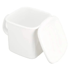 Noda Horo White Series Enamel Square Food Containers With Handle And Enamel Lid 1.2L - YOYO JAPAN