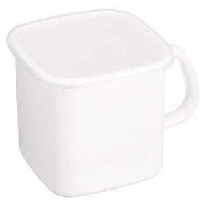 Noda Horo White Series Enamel Square Food Containers With Handle And Lid 1.2L - YOYO JAPAN
