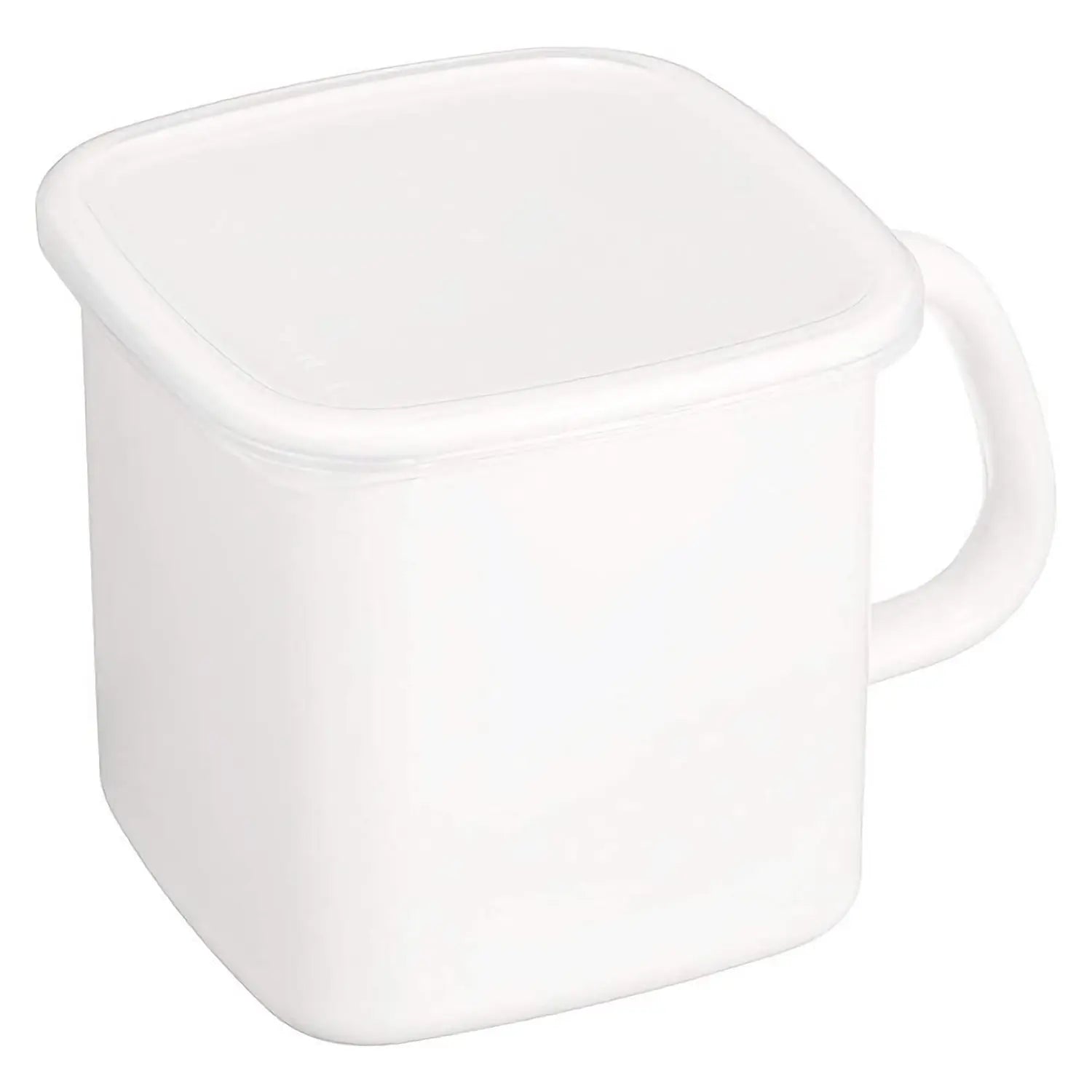 Noda Horo White Series Enamel Square Food Containers With Handle And Lid 1.2L - YOYO JAPAN