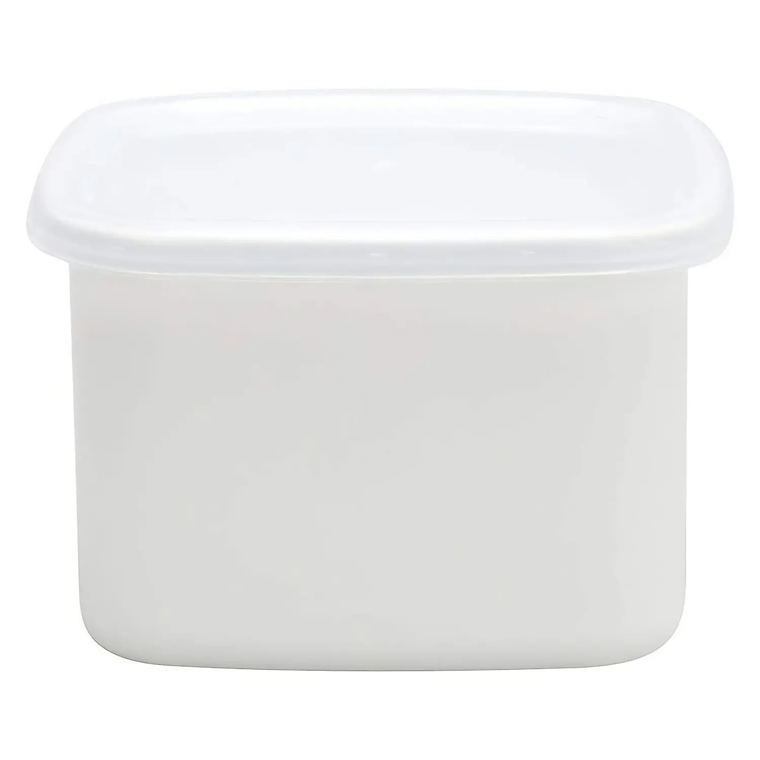 Noda Horo White Series Enamel Square Food Containers With Lid Medium - YOYO JAPAN