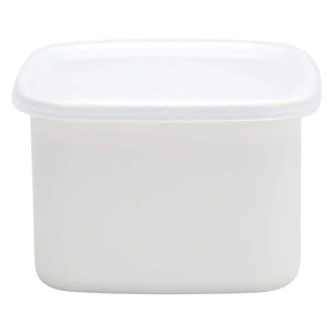 Noda Horo White Series Enamel Square Food Containers With Lid Medium - YOYO JAPAN
