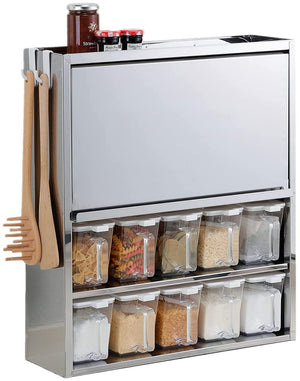 Otake Sangyo Japan Spice Rack Seasoning Rack 10 Pots Stainless Steel Silver Tsubame Sanjo Slim Magnet Stickable - YOYO JAPAN