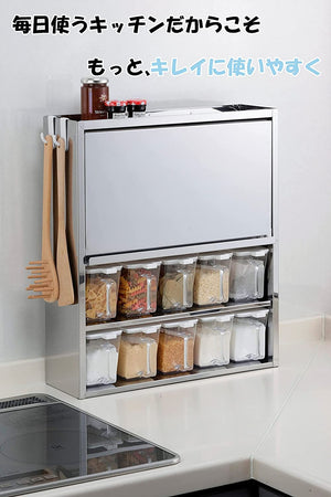 Otake Sangyo Japan Spice Rack Seasoning Rack 10 Pots Stainless Steel Silver Tsubame Sanjo Slim Magnet Stickable - YOYO JAPAN