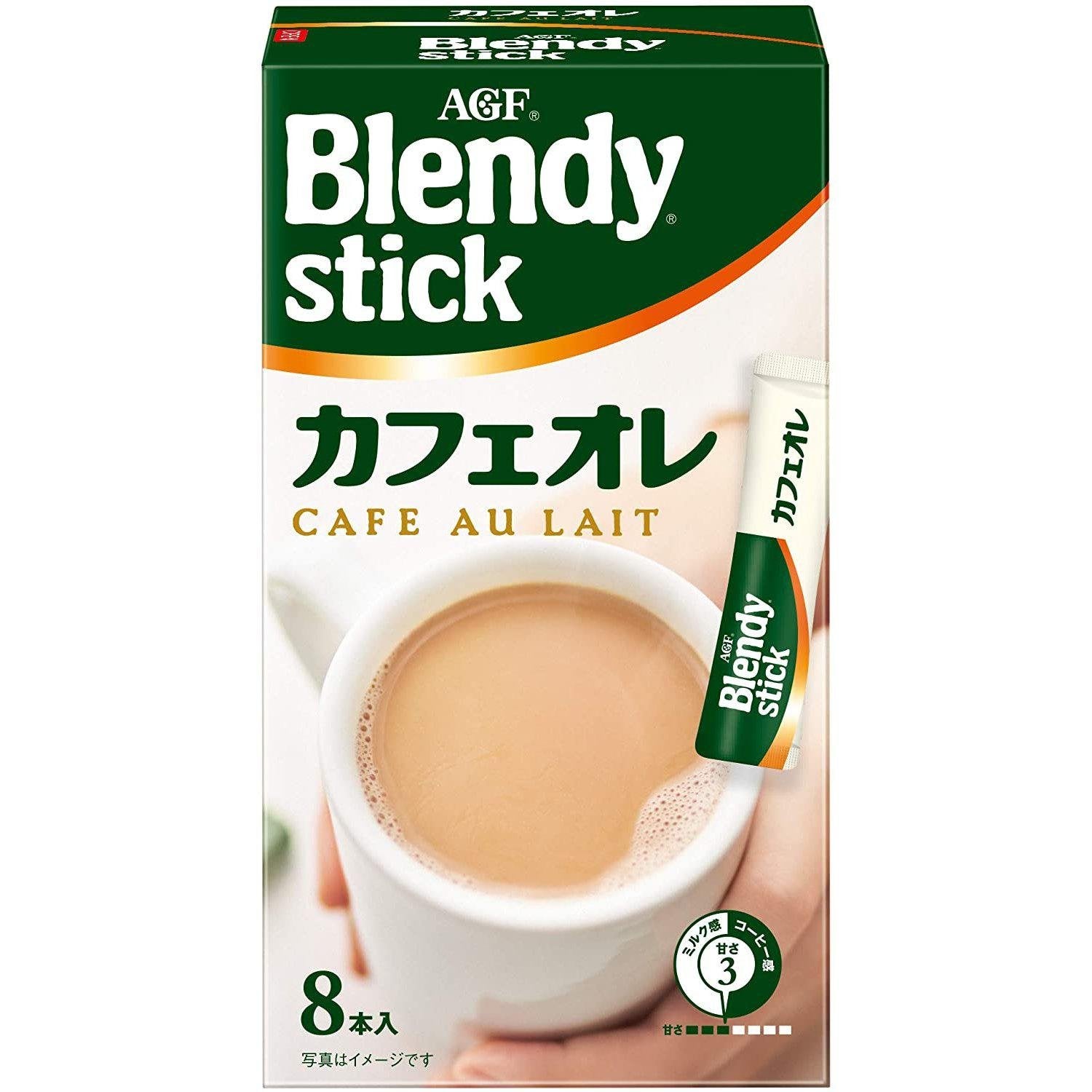 AGF Blendy Stick Cafe au Lait Instant Coffee with Milk 8 Sticks - YOYO JAPAN