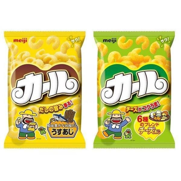 Meiji Karl Corn Puff Snack Cheese & Light Salt Flavors (Pack of 2 Bags) - YOYO JAPAN