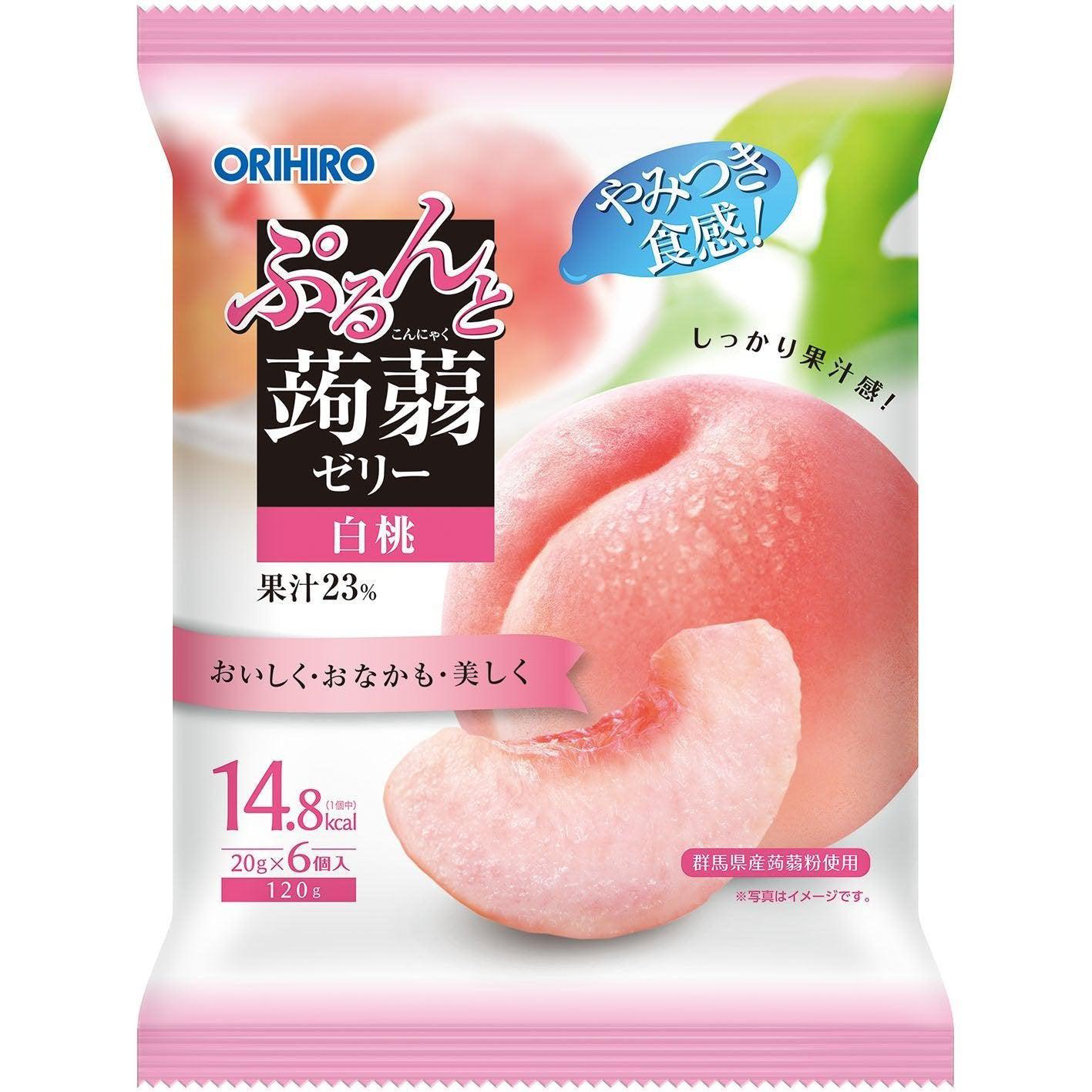 Orihiro Konjac Jelly Snack Peach Flavor 120g (Pack of 6) - YOYO JAPAN