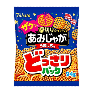 Tohato Amijaga Waffle Shaped Potato Chips Salty Beef Flavor 94g (Pack of 3) - YOYO JAPAN